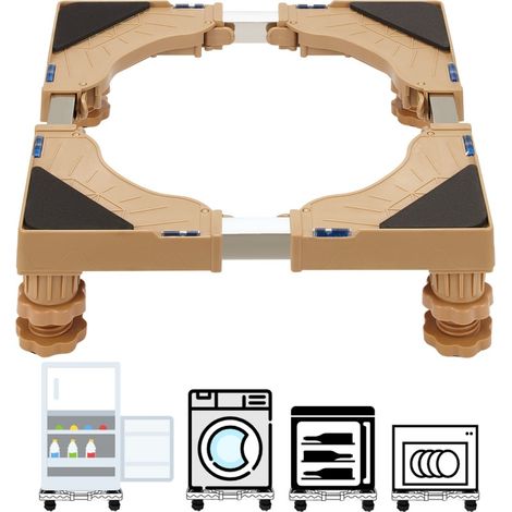 Support machine à laver 4 pieds rembourrés – Charge 180 kg – Largeur réglable 40-62 cm – Hauteur réglable 10-12,5 cm – PVC et acier inoxydable (1/4)