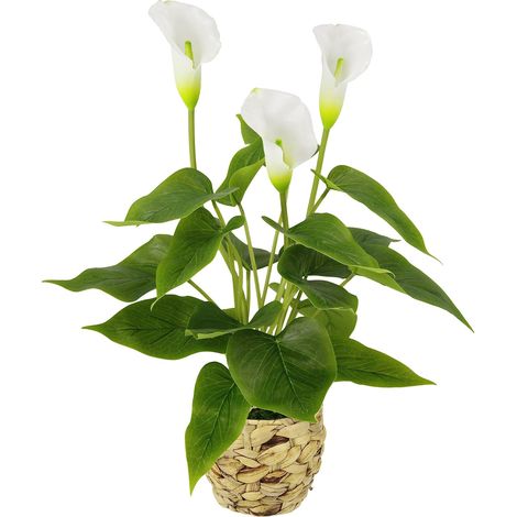 Plante Artificielle dans Un Panier - Fleurs Blanches artificielles en Plastique - Décoration en Pot - Fleurs artificielles - Fleurs artificielles en Soie (1/4)