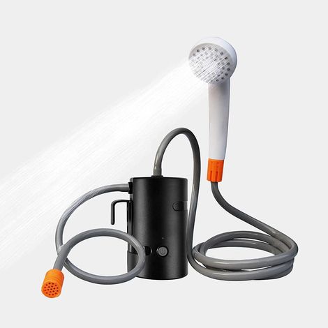 Douche d'extérieur portable, 2 modes de débit, pompe de douche alimentée par batterie de 4400 mAh pour randonnée/randonnée, voyage, plage, animal de compagnie, floraison, étanche IPX7 et rechargeable