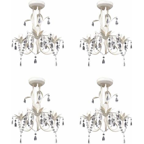 vidaXL Lámparas de araña de cristal 4 unidades blanco elegante (1/5)