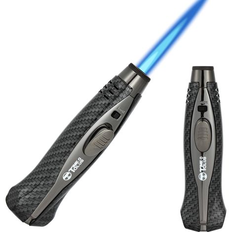 Chalumeau à butane rechargeable, chalumeau de cuisine avec verrou de sécurité, flamme réglable, design résistant au vent, pour la cuisine, l'extérieur, le barbecue (butane non inclus) (Noir) (1/5)
