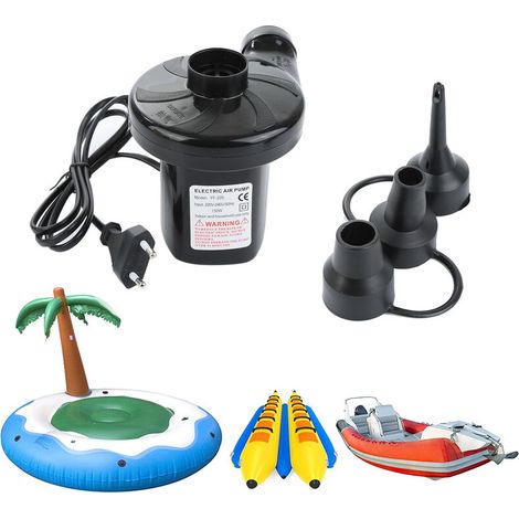 Pompe À Air Électrique - 3 Buses - Gonflage Et Dégonflage 2 En 1 - Pour Matelas Gonflables, Canoës, Bouées, Tapis De Camping - 1 Pièce (1/5)