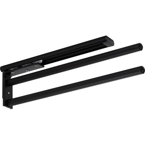 1 - Porte-Serviettes - Aluminium - Extensible Pivotant Mural Pour Salle De Bain Cuisine Noir Mat 32,5x48,7cm