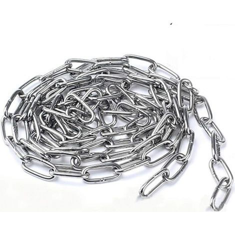 Starke und robuste Kette aus Edelstahl 304 mit geschweißten Stahlgliedern für Zäune, Spazier- und Hundeleinen, Trockenketten, maximale Traglast 200 kg, 4 mm - 2 Meter (1/5)