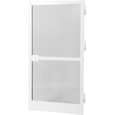 1 - Moustiquaire Porte - Aluminium Laqué Blanc - Fermeture Aimantée Réversible Ouverture 180° Pour Façade Gris 215x100cm (1/5)