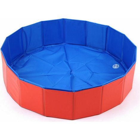 Piscine pour animaux de compagnie Chien Piscine Chat Table de Sable Bassin de Bain Piscine Pliable, Rouge, (30x10cm) (1/5)