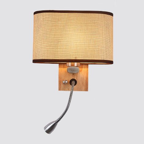 Moderne LED-Wandleuchte aus Holz für den Innenbereich, Flur, Wandmontage, ohne Leuchtmittel, chinesischer Stil, Flachsfarben (1/5)