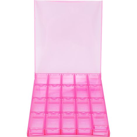 Boîte de rangement pour ongles rose transparente à 20 compartiments détachables, en acrylique, pour décorations et bijoux d'ongles, perles (1/5)
