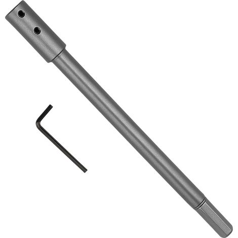 Rallonge Foret 254mm pour Forstner, Rallonge pour Forets à Percussion, 3/8" Tige, Acier au Carbone, Rallonge Précise pour Perçages Profonds et Traversants, Vis de Blocage et Clé Allen (1/5)