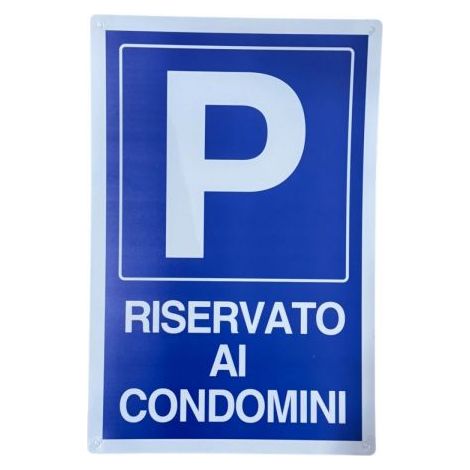 Cartello Parcheggio Riservato ai Condomini 20x30cm in Vinile Facile Da Istallare