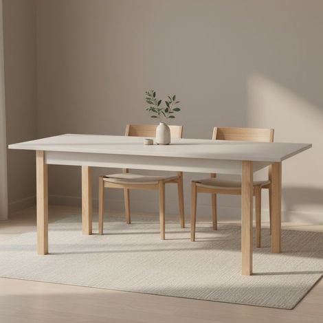 Ausziehbarer Tisch Bulzi, 8 Plätze, ausziehbar, 160x80x77h cm Beige (1/5)