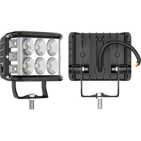 Phare de travail LED 4 pouces 60W 12LED 3030 DC9-30V IP65, éclairage 3 côtés, faisceau concentré + DRL, clignotant rouge bleu, pour voiture moto 4x4 camion chariot élévateur bateau(4pcs) (1/4)
