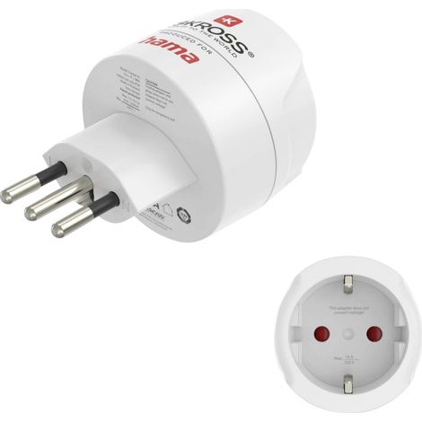 Hama 00223484 Reiseadapter Reiseadapter Typ J, L, N, 3-polig, für die Schweiz, Italien und Brasilie