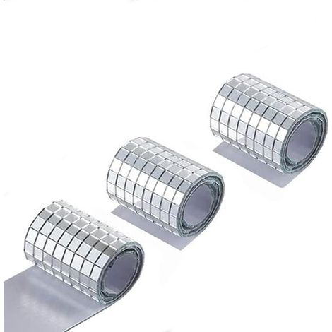 Pierres de mosaïque - Lot de 3 - Autocollants mosaïque - Mini autocollants carrés effet miroir - Autocollants décoratifs - 10 x 10 mm - Argent (1/5)