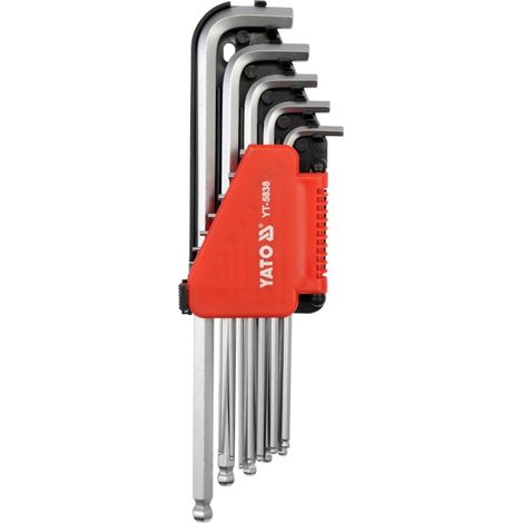 YATO, modelo YT-5837, Juego de llaves hexagonales Allen Imperial, 12 piezas, ideal para trabajos de precisión en mecánica, alta resistencia y durabilidad, herramienta profesional