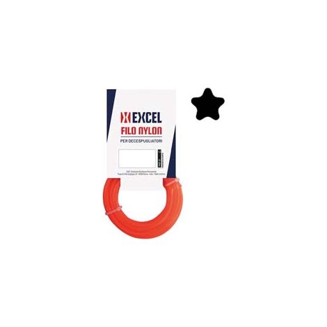 FILO PER DECESPUGLIATORE IN NYLON PENTAGONO ARANCIO- - ø mm.2,4 in matassa da mt.15 - 3 blister EXCEL