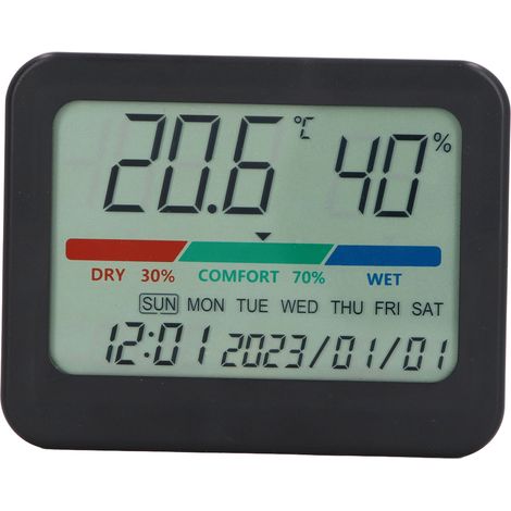 Digital Temperature and Humidity Monitors HD Real Time Monitoring Multifunctional Indoor Temperature Humidity Meter with Calendar