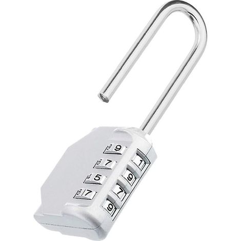 cadenas Grande Anse, 4 Chiffre Numero Cadenas Code Casier, Cadna Avec Code Longue Anse Pour Casier Pour Gym, Vestiaire, College, Scolaire Armoire, (1/5)