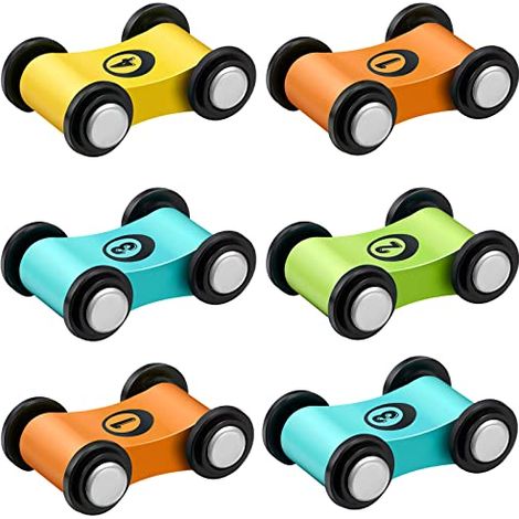 Circuit de course en bois 6 pièces avec mini-voitures, jouet pour tout-petits et enfants, jeu de course amusant et cadeau d'anniversaire