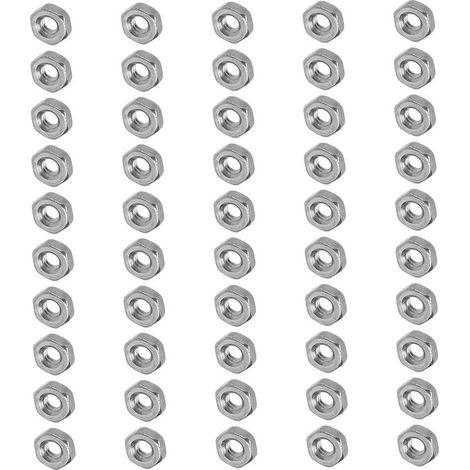Kit d'assortiment d'écrous filetés en acier inoxydable A2-70, 50 pièces, écrous hexagonaux pour machines industrielles M2 (1/5)