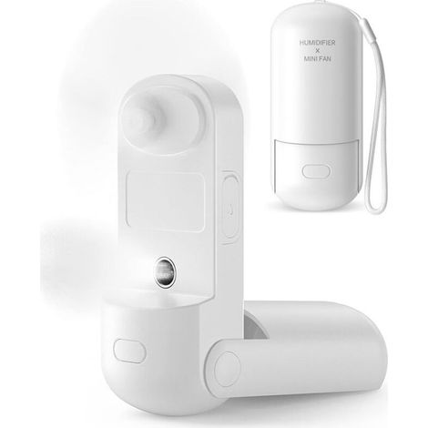 Tragbarer Sprühventilator, 3-in-1-Handventilator, 3 einstellbare Geschwindigkeiten, faltbarer persönlicher Ventilator für Mädchen und Frauen auf Reisen (weiß) (1/5)