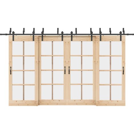 Schiebetürbeschlag-Set 400 cm Stahl Schwarz