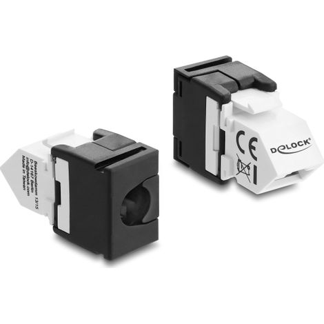 Delock MÃ³dulo Keystone RJ45 hembra a LSA Cat. 6, conector en Ã¡ngulo de 45Â°, sin apantallar, negro / blanco