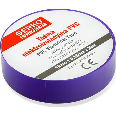 ERKO Nastro Isolante elettrico viola 19 mm x 20 m I 8 Pezzi I PVC Per isolare I Riparare e legare I naastro adesivo I Per tensioni fino a 6 kv I elettrici professionali I flessibile I autoestinguente (1/5)