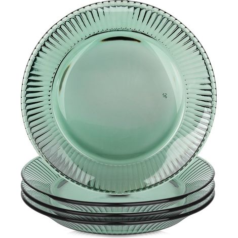 Assiettes à dessert en verre vert verde 20,5 cm, lot de 4. (1/5)