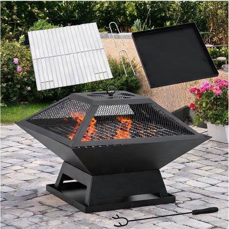 Brasero negro en acero 45 x 45 x 34 cm (1/5)