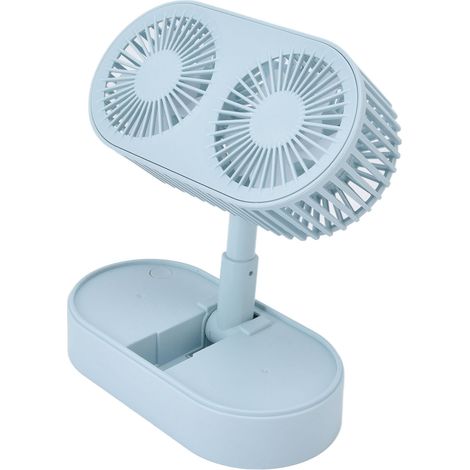Ventilateur de bureau double à double moteur, angle réglable à 135°, ventilateur portatif à trois vitesses, fonctionnement silencieux, bleu (1/5)