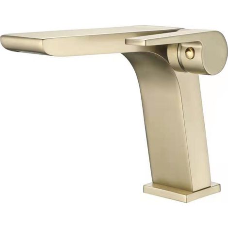 Grifo de bañoZOLGINAH , dorado y elegante diseño minimalista moderno, grifo mezclador de lavabo de cascada de latón cromado, agua fría y caliente disponible, elegante grifo de lavabo (1/5)