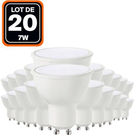 20 Ampoules GU10 7W eq. 40W Blanc Chaud 3000K Haute Luminosité - 20 Ampoules GU10 7W eq. 40W Blanc Chaud 3000K Haute Luminosité (1/5)