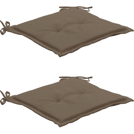 Set di 2 cuscini per sedia da giardino 100% poliestere impermeabile tortora 50x50x3 cm DEC021732
