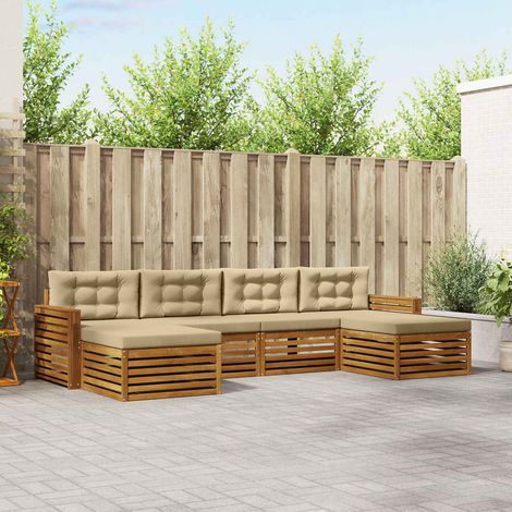 Sofagarnituren 6 pcs Natur und Beige Massivholz Akazie (1/5)