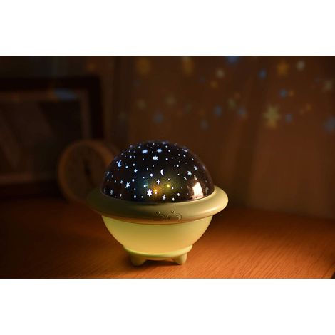 Projecteur veilleuse OVNI, éclairage décoratif USB original, haut-parleur musical avec lumières étoilées, télécommande audio, lampe de table projecteur rotative, cadeaux pour enfants, famille et amis (1/5)