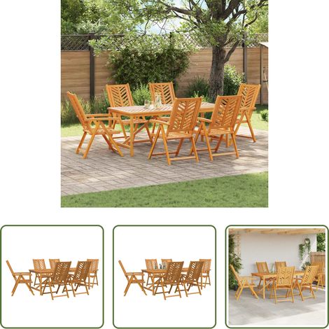 Gartenstuhl -  Garten Essgruppe 7 pcs Braun Massivholz Akazie (1/5)