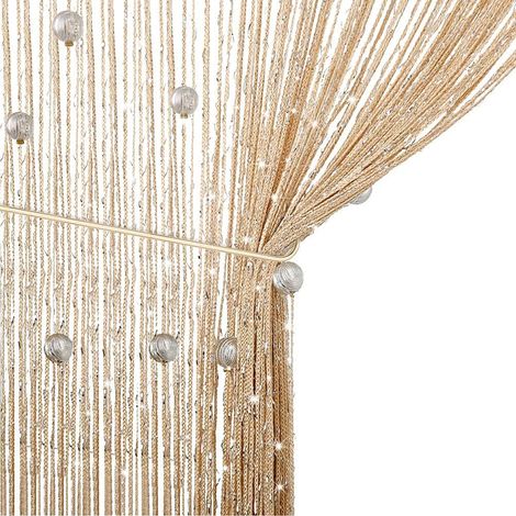 Rideau De Porte À Perles - 90x200 Cm - Séparateur De Pièce Et Moustiquaire Décorative - Blanc (1/5)