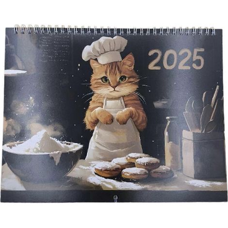 Calendrier des chats cuisiniers 2025 - Calendrier mural mignon de 12 mois (1/5)