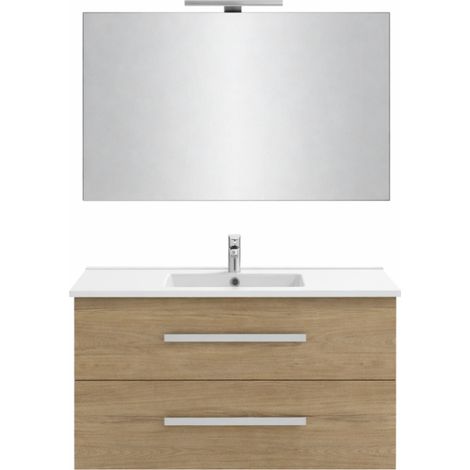 Mueble lavabo Ola Up de roble 100 cm JACOB DELAFON con espejo y foco