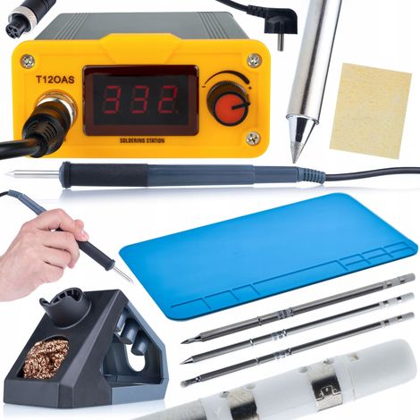 Stazione Saldante T12 Rosfix Orange Akbash T12OAS – Riscaldamento Rapido, Controllo Preciso  75W, 200-450°C  Set con Punte e Tappetino Silicone (1/5)