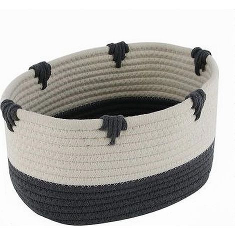 Cleafe - Cesto Porta Biancheria Bicolore In Tessuto Intrecciato Cestino 25x18x13 Cm 10663 - (1/2)