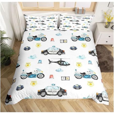 Avion Housse de Couette 140x200cm Enfants Cool Voiture de Police Moto Parure Lit Filles Adolescents Hélicoptère Volant Avion - 6WU (1/4)