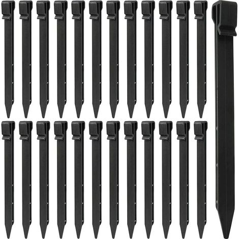 25 pièces Piquets de Sol en Plastique, 25CM Piquets de Bordure de Paysage Robustes Piquets de Tente Pointes d'ancrage pour Tentes Planche Terrasse Bordure Pelouse Jardin Extérieur (Noir) (1/5)