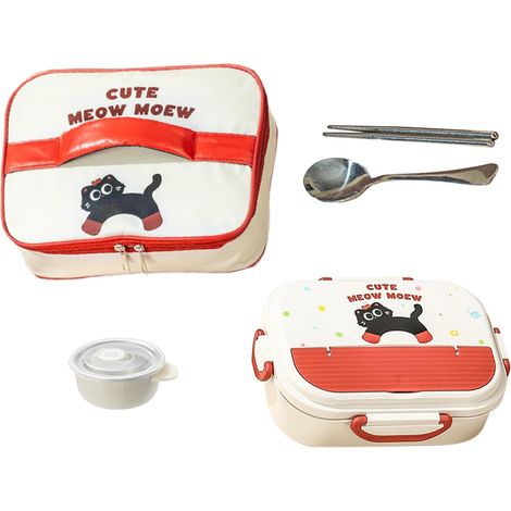 4 Compartment Adult Lunch Box/Snack Container with Cutlery (1/5)