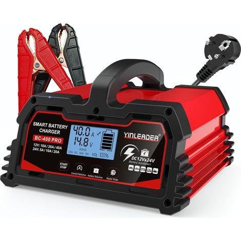 Chargeur de Batterie Intelligent 40A 12V/24V 20A/10A, Chargeur de Voiture LCD, mainteneur de Batterie pour AGM, Moto, 12V LiFePO4 (1/5)