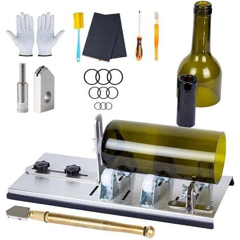 Coupe bouteille en verre . Kit de coupe pour bouteille en verre réglable Outil . Ensemble De Machine De Découpe En Acier Inoxydable Pour Vin Bière Alcool Whisky Alcool Champagne Bouteilles Rondes De S (1/3)