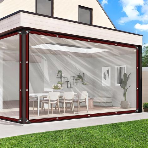 Bâche transparente avec œillets - 2 x 3 m - Bâche transparente pour l'extérieur - Bâche imperméable pour l'hiver - Balcon - Carport - Protection contre la pluie - Bâche de terrasse pour protection (1/5)