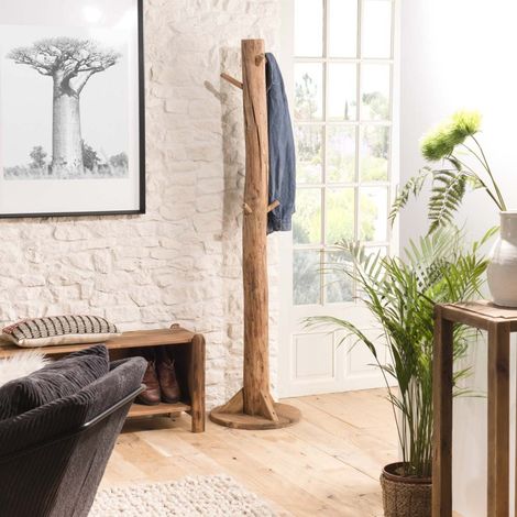 SANDY - Porte-manteau marron naturel bois Pin recyclé (1/5)
