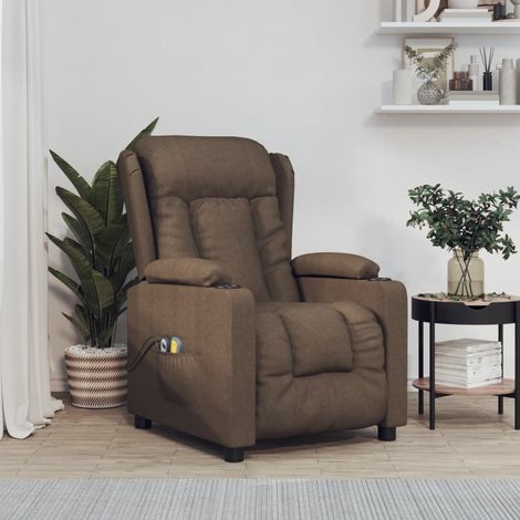 Fauteuil Relax Fauteuil de massage inclinable électrique - Fauteuil Salon - Fauteuil Salon Marron Tissu BV862618 - BonneVie (1/5)